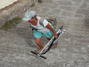 Limnos, vue d'avion, a monte dans le village